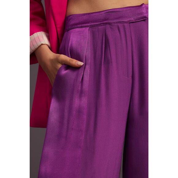 NWT Anthropologie Corey Lynn Wide-Leg Satin Pants - Large - Picture 5 of 7